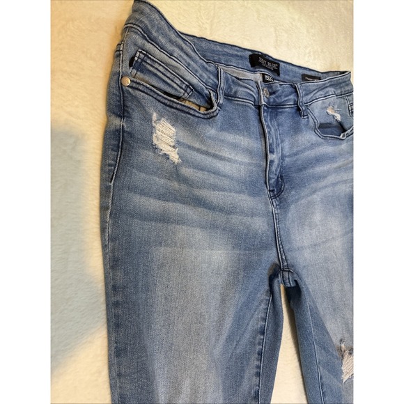 Judy Blue Straight Crop Jeans Women's Distressed Ripped Blue Denim Size 15/32 - Picture 5 of 11